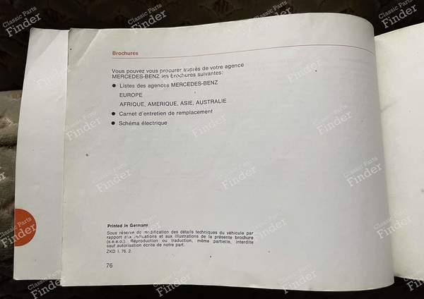 Service manual for Mercedes 280 W123 - MERCEDES BENZ W123 - 1235843196 / 65004897- 2