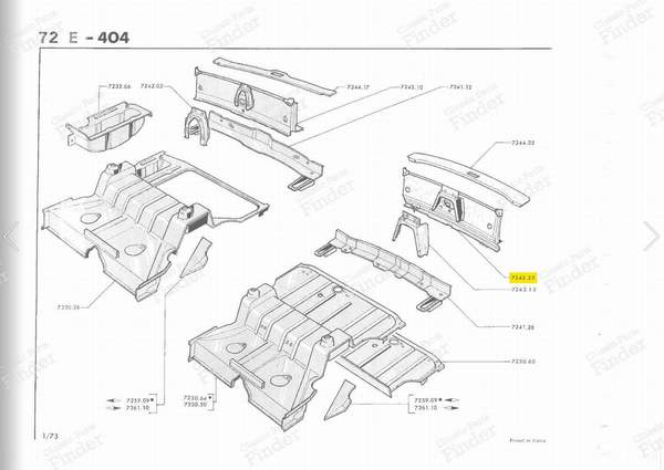 Back panel partition - PEUGEOT 404 - 7243.25- 6