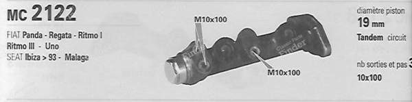 Maître-cylindre tandem 19mm - FIAT Panda - MC2122- 3