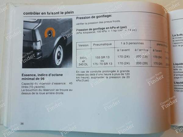 Manuel d'instructions - VOLVO 343/340 - 345/360 - TP1373.1 / 4000.7.76- 5