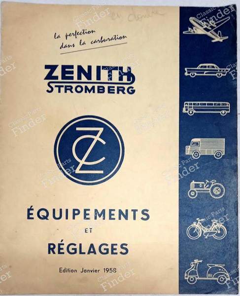 Zenith carburettor adjustment notebooks - 1958 - CITROËN Traction Avant (7 / 11 / 15) - 1958- 0