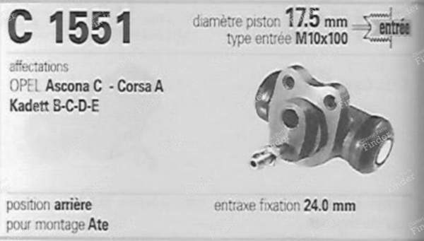 Cylindre de freins arrière ATE - OPEL Corsa (A) - C1551- 1