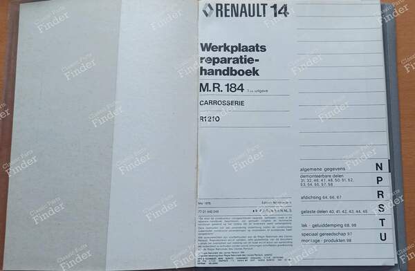 Reparaturhandbuch – M.R. 184 - RENAULT 14 (R14) - 7701440249- 1