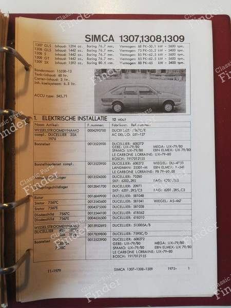 Manuel de pièces détachées - SIMCA 900 / Simc'4 / 1000 / 1005 / 1006 / 1118 /Abarth 1150 - 6