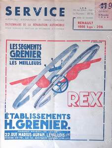SERVICE 1946 Technical Journal - RENAULT Voltigeur (1000kg) / Goélette (1400kg) / Galion (2500kg)