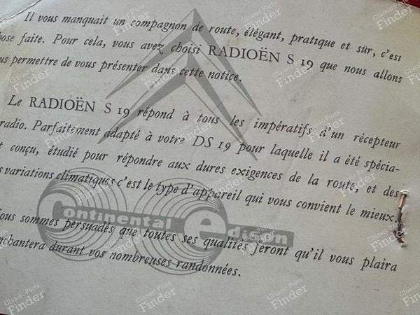 Notice d'emploi autoradio d'origine - CITROËN DS / ID - Radioën S19- 3