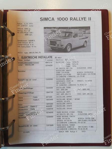 Manuel de pièces détachées - SIMCA 900 / Simc'4 / 1000 / 1005 / 1006 / 1118 /Abarth 1150 - 2