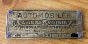 Manufacturer's plate - AVIONS VOISIN C7