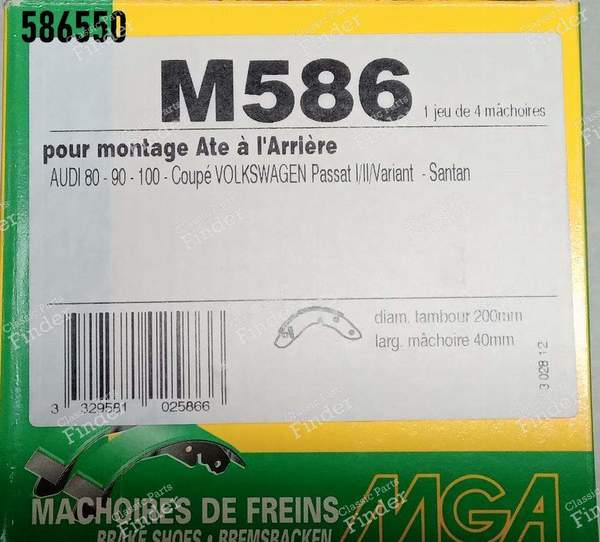 M G A K586550 Kit freins arrière Audi 80 1,6 GLE, quattro 1,8S E, 90 2,0, 100 1,6 L5, VW Passat, Santana - AUDI Coupé GT/Quattro (B2) - 586550- 1