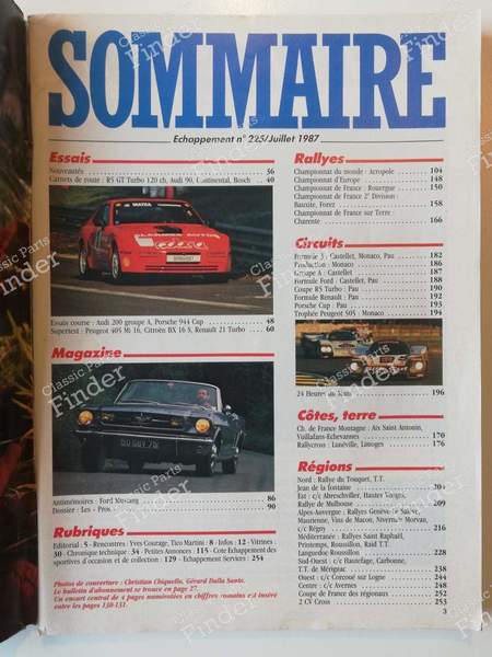 Zeitschrift 'Echappement' - Juli 1987 - PEUGEOT 405 / Pars / Khazar - #225- 1