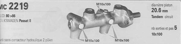 Tandem master cylinder 20.6mm - VOLKSWAGEN (VW) Passat / Santana (B2) - MC2219- 5