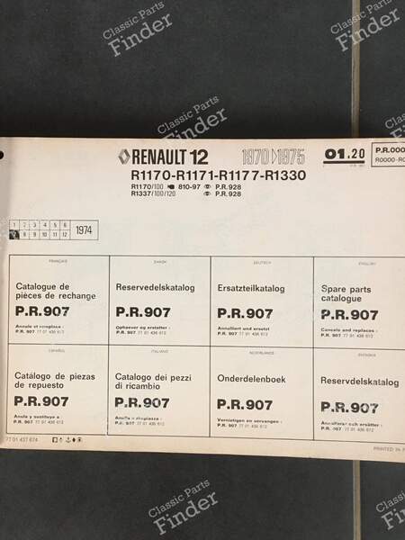 Ersatzteilhandbuch – PR 907 (6. Auflage) - RENAULT 12 / Virage (R12) - 7701437674- 1