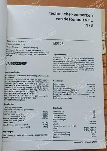 Technical Specifications Manual - Renault Model Lineup, 1978 - RENAULT 4 / 3 / F (R4) - 3