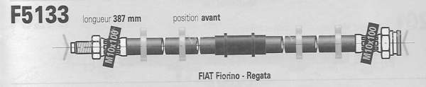Pair of right and left front hoses - FIAT 127 / 147 / Fiorino - F5133- 1
