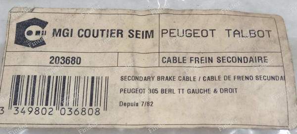 Pair of secondary handbrake cables - PEUGEOT 305 - 203680- 3