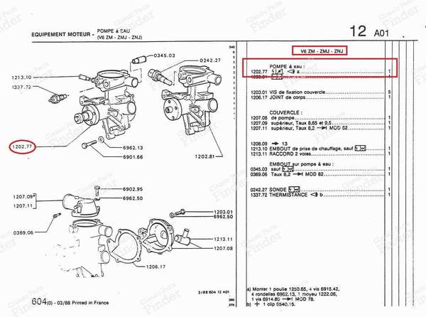 Wasserpumpe - Vergaserversion - PEUGEOT 604 - 1202.77- 8