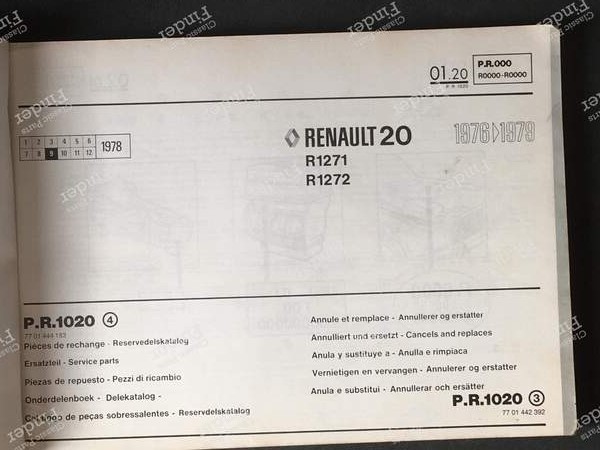 Spare Parts Manual - PR1020, 4th Edition - RENAULT 20 / 30 (R20 / R30) - 7701444183- 0