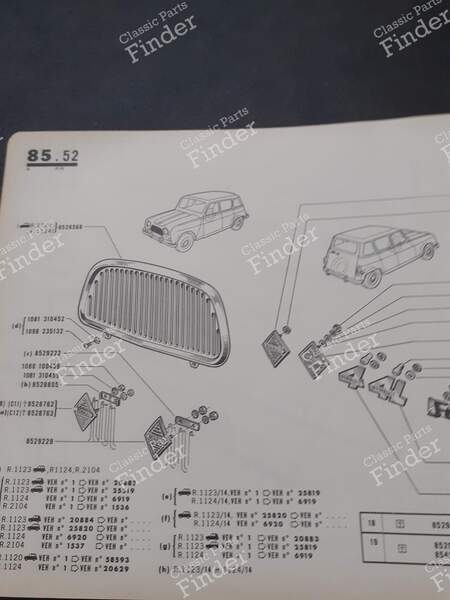 Spare Parts Catalogs - RENAULT 4 / 3 / F (R4) - PR728 / PR784- 1