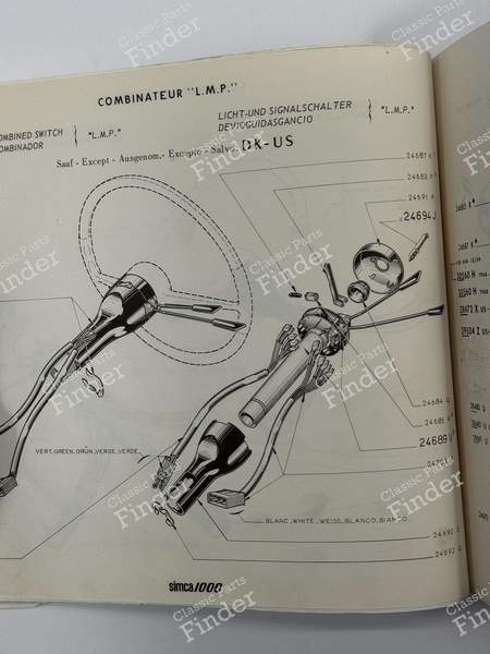 Steering Column Switch - SIMCA 900 / Simc'4 / 1000 / 1005 / 1006 / 1118 /Abarth 1150 - 5266 / 24689- 4