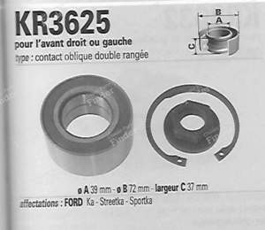 Paire de kit roulements Avant droite/gauche - FORD Ka - SportKa - StreeKa - K11/20- thumb-1