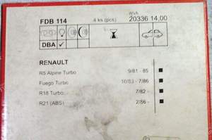 Plaquettes arriere - RENAULT 18 (R18) - FDB114- thumb-2