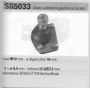 Kugelgelenk der unteren Vorderradaufhängung - RENAULT 18 (R18) - QSJ813S- thumb-3