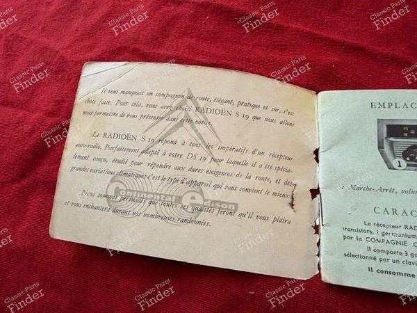 Notice d'emploi autoradio d'origine - CITROËN DS / ID - Radioën S19- 2