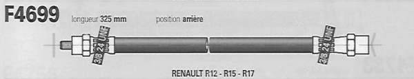 Pair of left and right rear hoses - RENAULT 12 / Virage (R12) - F4699- 1