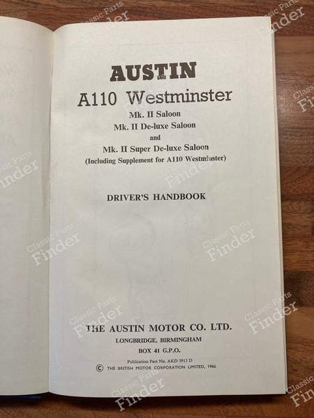 Handbuch für Fahrer - AUSTIN A99 / A110 Westminster - A110 Westminster- 1