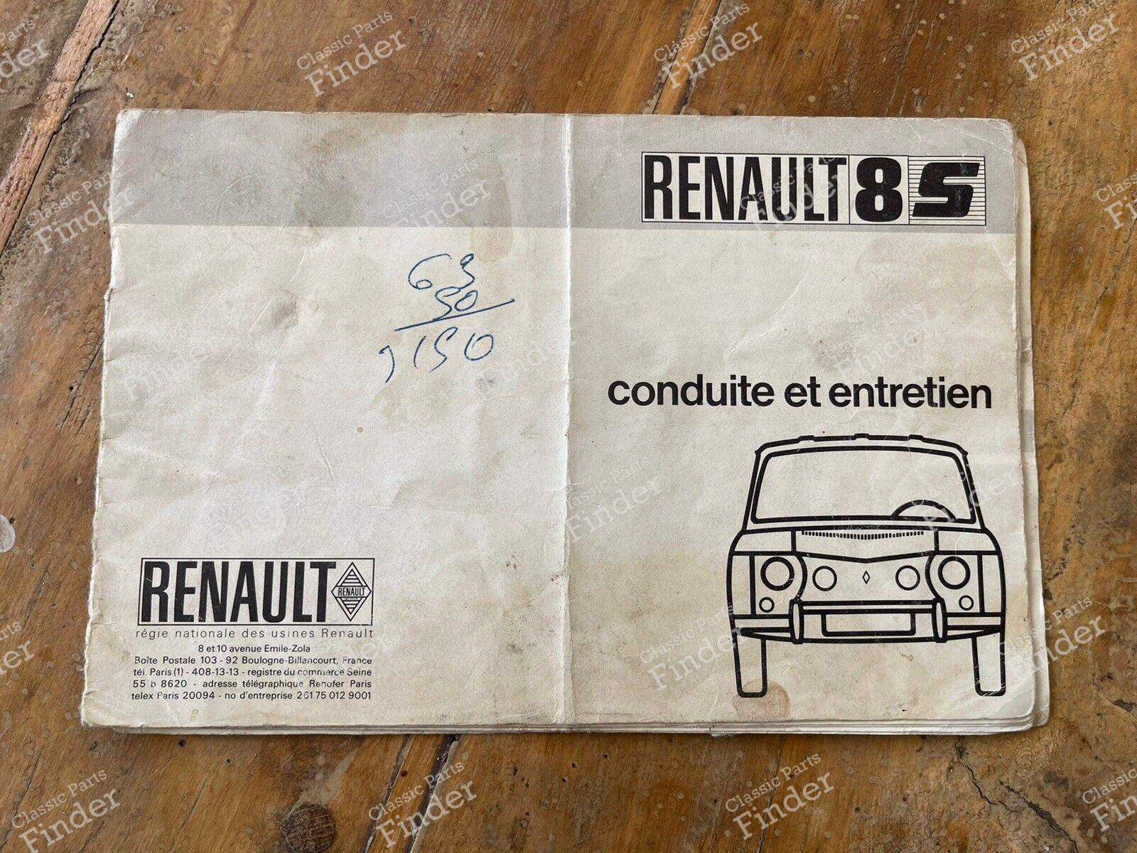 Renault 8 S original owner's manual - RENAULT 8 / 10 (R8 / R10