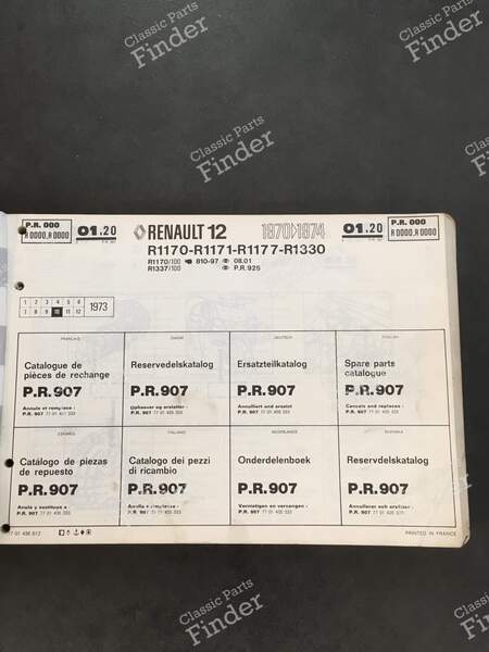 Ersatzteilhandbuch – PR 907 (5. Auflage) - RENAULT 12 / Virage (R12) - 7701436612- 1