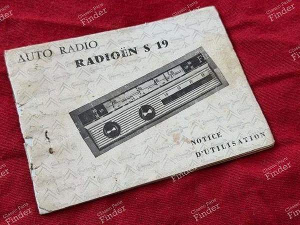 Notice d'emploi autoradio d'origine - CITROËN DS / ID - Radioën S19- 0