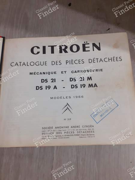 Spare parts catalog binder - DS 21 and DS 19A - CITROËN DS / ID - 519- 1