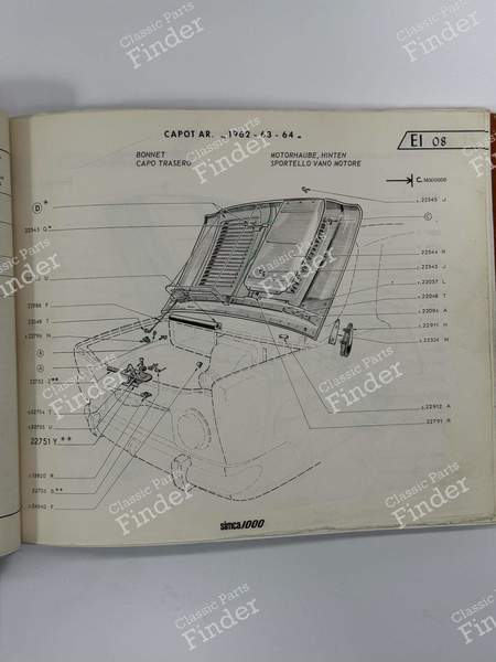 Hood Hinge - SIMCA 900 / Simc'4 / 1000 / 1005 / 1006 / 1118 /Abarth 1150 - 22911H- 3