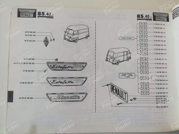 P.R. 884 - Ersatzteilkatalog - RENAULT Estafette / Hi-boy / Petit-Panel - 7701435674- 8