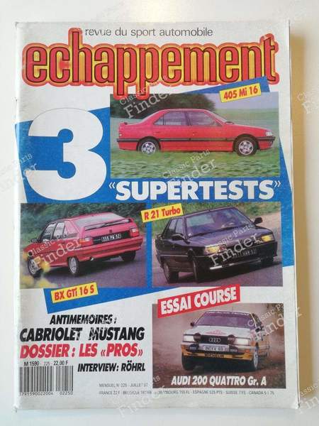 Zeitschrift 'Echappement' - Juli 1987 - PEUGEOT 405 / Pars / Khazar - #225- 0