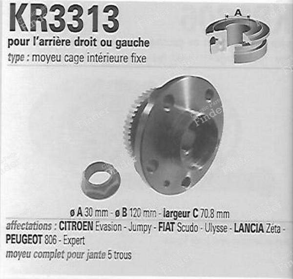 Complete hub for 5-hole rim with left or right rear ABS target - CITROËN Evasion - R159.32- 4