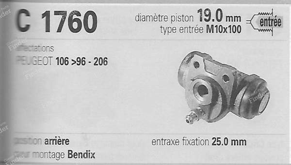Kit freins arriere - PEUGEOT 106 - REO6081941- 6