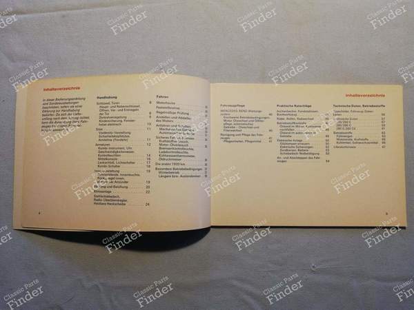 Bordbuch - Versionen 250 & 280 - MERCEDES BENZ /8 (W114 / W115) - 1145844796 / 6500 4652- 1