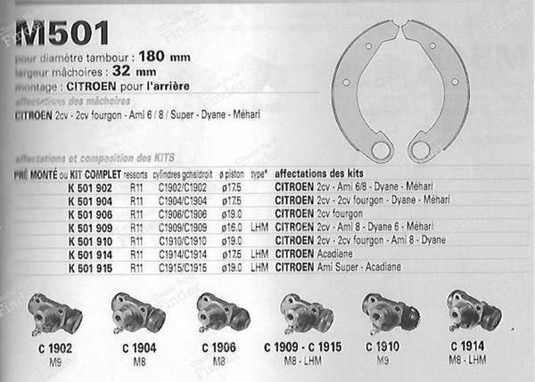 Set of 4 shoes for rear drum brakes - CITROËN 2CV - LS1159- 2