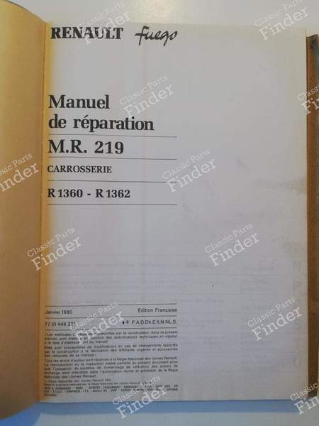 M.R. 219 - Manuel de réparation - RENAULT Fuego - 7701446221- 1