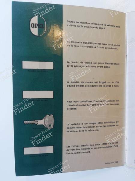 Manuel d'entretien (en français) - OPEL Kapitän / Admiral / Diplomat - 2871405- 2