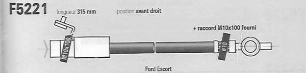 Paire de flexibles avant gauche et droite - FORD Escort / Orion (MK5 & 6) - F5220/F5221- 4