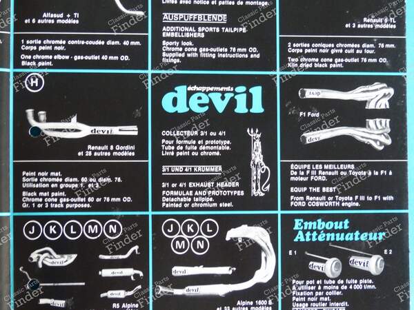 Tube de flamme de course « Devil » pour 1600S - ALPINE A110 - 206P3- 2