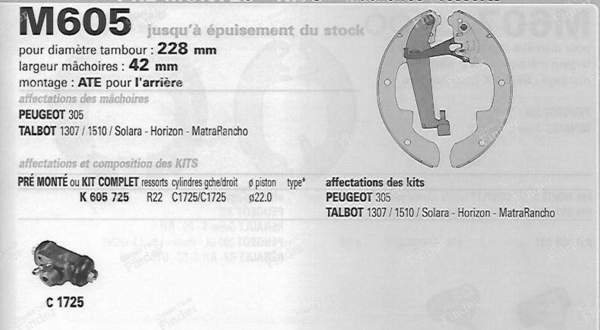 Set of 4 shoes for rear drum brakes - PEUGEOT 305 - MO.494- 2