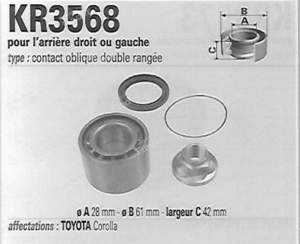 Rear bearing kit, left or right side - TOYOTA Corolla (E80) - vkba1345- thumb-1