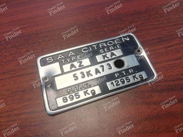 Plaque d'identification chassis - CITROËN 2CV - 1
