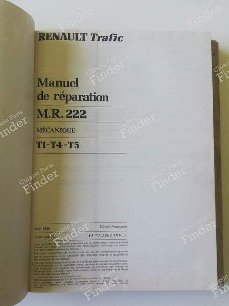 Repair Manual - M.R.222 - RENAULT Trafic - 7701446967- 1