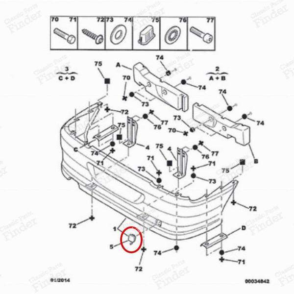 Abschlepphakenabdeckung bereit zum Bemalen - PEUGEOT 406 Coupé - Equiv. 7414.K6- 4