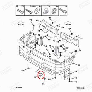 Abschlepphakenabdeckung bereit zum Bemalen - PEUGEOT 406 Coupé - Equiv. 7414.K6- thumb-4